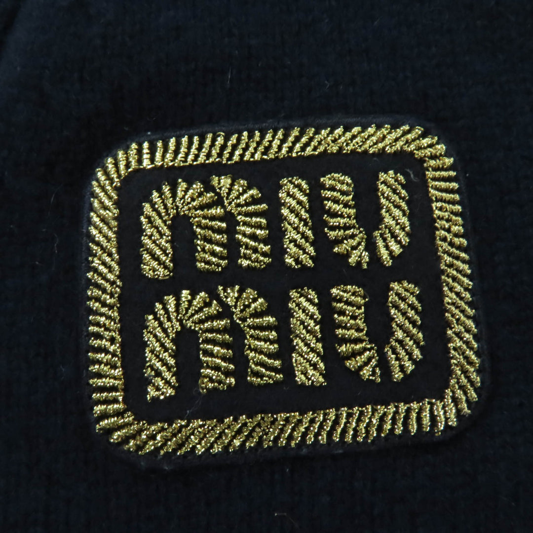 Excellent MIUMIU cardigan Logo patch cropped long sleeve knit cashmere 36 MMF865