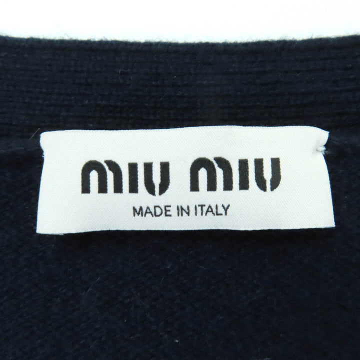 Excellent MIUMIU cardigan Logo patch cropped long sleeve knit cashmere 36 MMF865