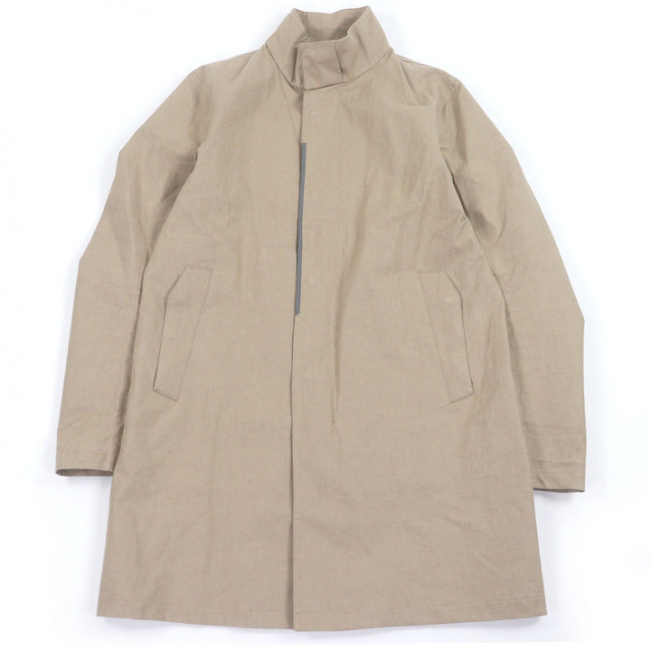 Excellent Herno coat Laminar stand collar beige linen mens 48 IM041UL
