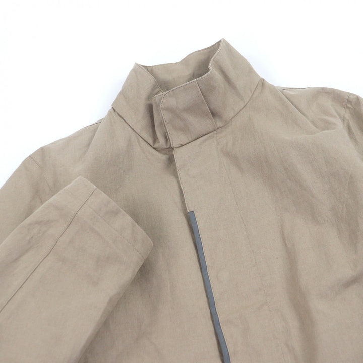 Excellent Herno coat Laminar stand collar beige linen mens 48 IM041UL