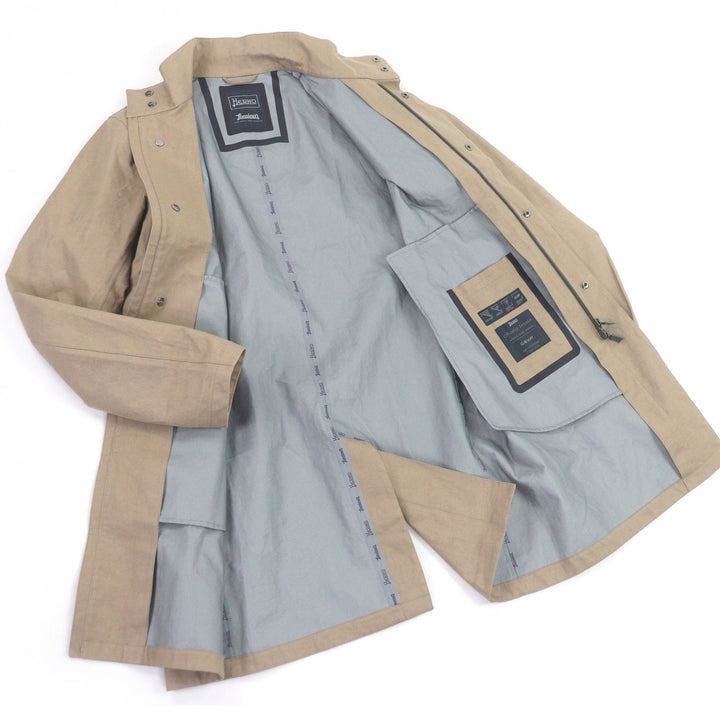 Excellent Herno coat Laminar stand collar beige linen mens 48 IM041UL