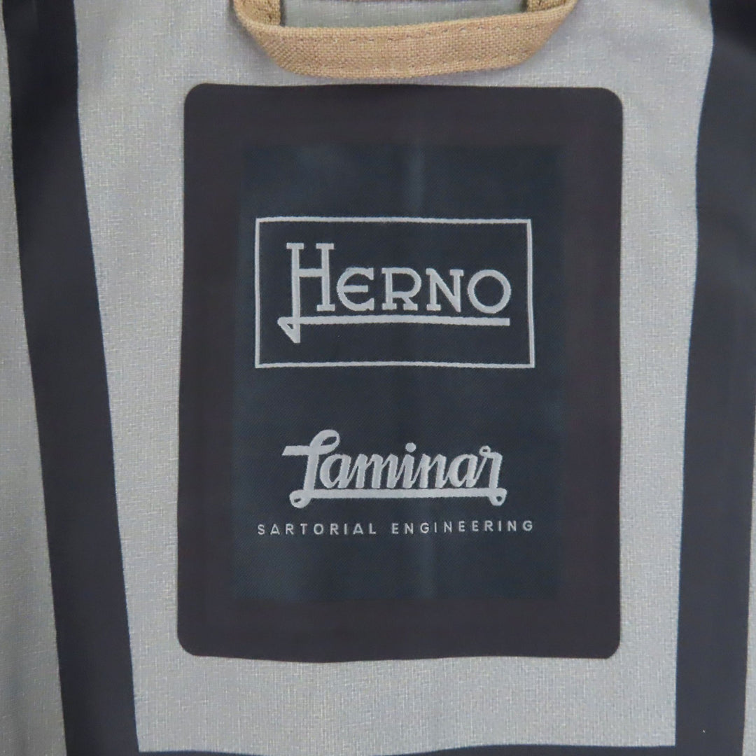 Excellent Herno coat Laminar stand collar beige linen mens 48 IM041UL