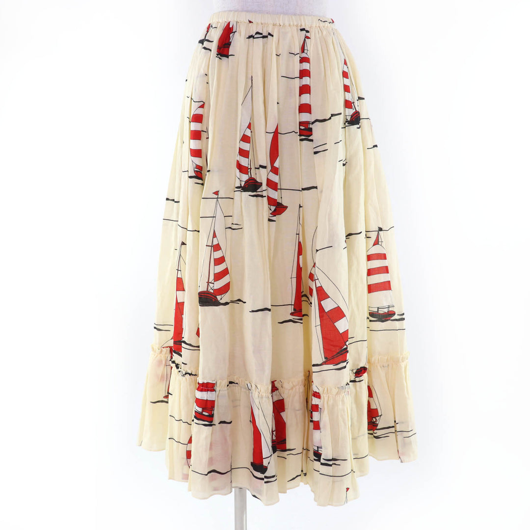 Excellent GUCCI flare skirt Nautical print long length Women 42 661553