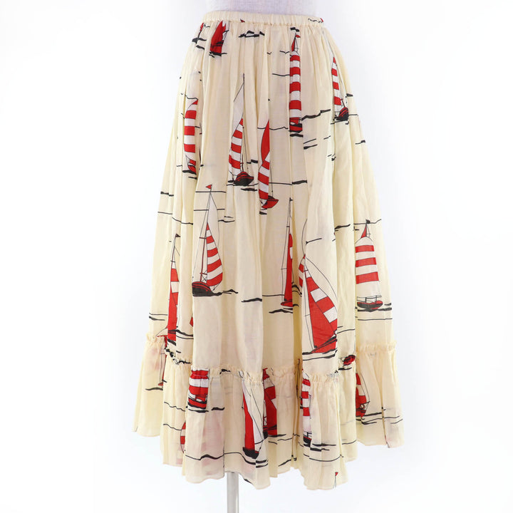 Excellent GUCCI flare skirt Nautical print long length Women 42 661553