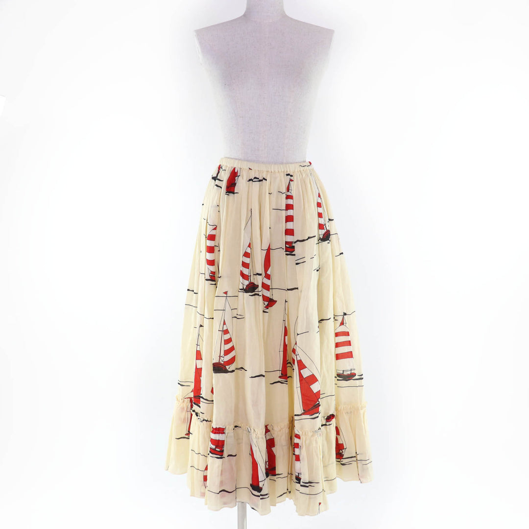 Excellent GUCCI flare skirt Nautical print long length Women 42 661553