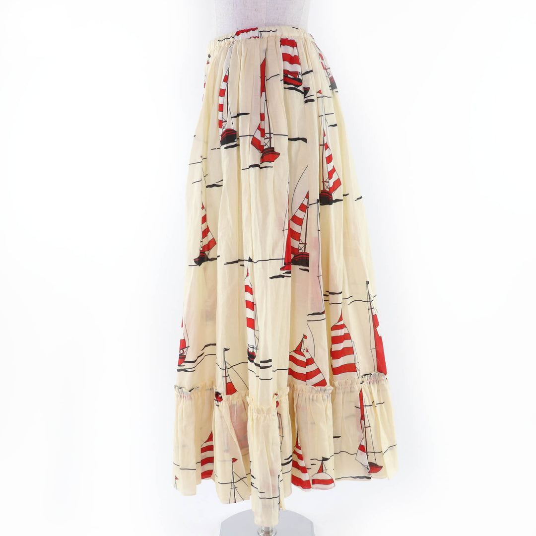 Excellent GUCCI flare skirt Nautical print long length Women 42 661553