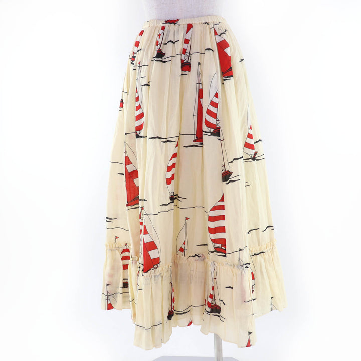 Excellent GUCCI flare skirt Nautical print long length Women 42 661553