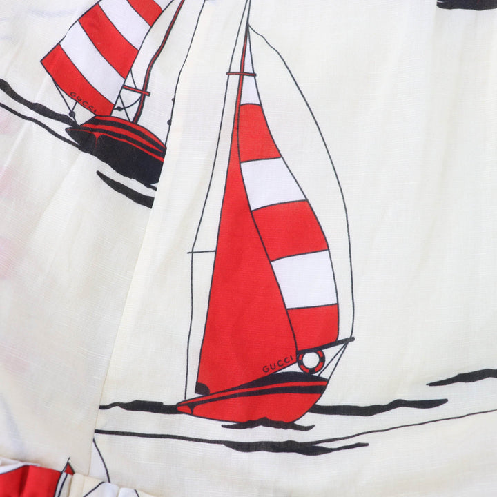 Excellent GUCCI flare skirt Nautical print long length Women 42 661553