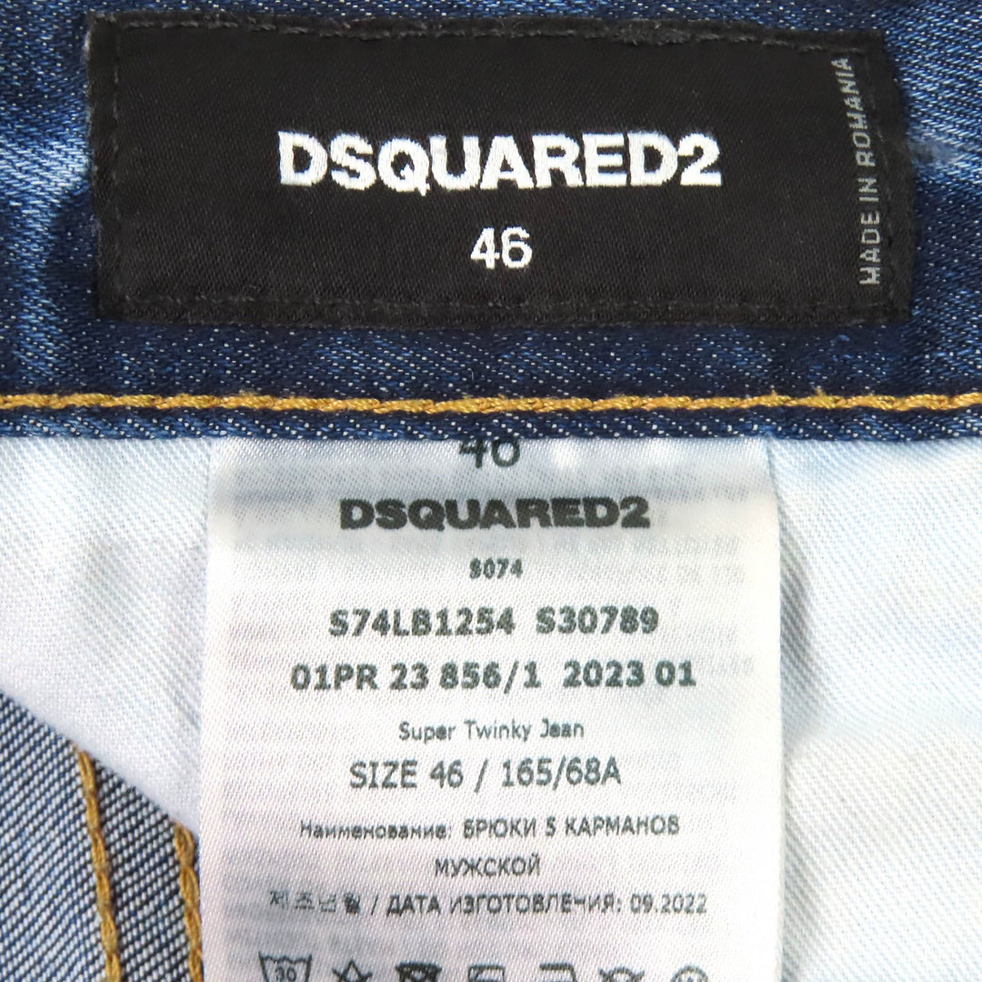 Discounted Great DSQUARED2 Denim SUPER TWINKY JEANS Distressed Skinny Jeans 46 S74LB1254