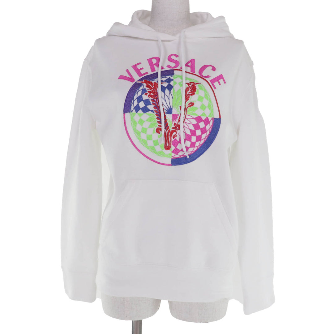Great VERSACE hoodie Logo design long sleeve white cotton Women 36 1002804