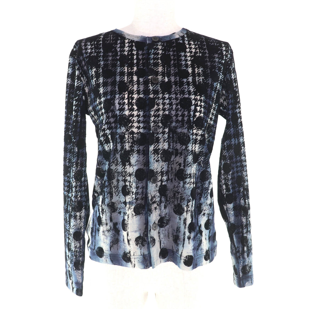 Excellent Y's blouse Houndstooth Dot Tulle Navy polyester Women 2 YM-T21-676