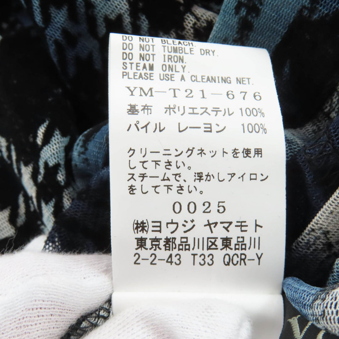 Excellent Y's blouse Houndstooth Dot Tulle Navy polyester Women 2 YM-T21-676