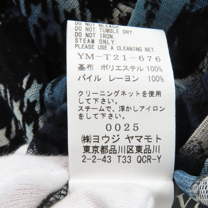 Excellent Y's blouse Houndstooth Dot Tulle Navy polyester Women 2 YM-T21-676