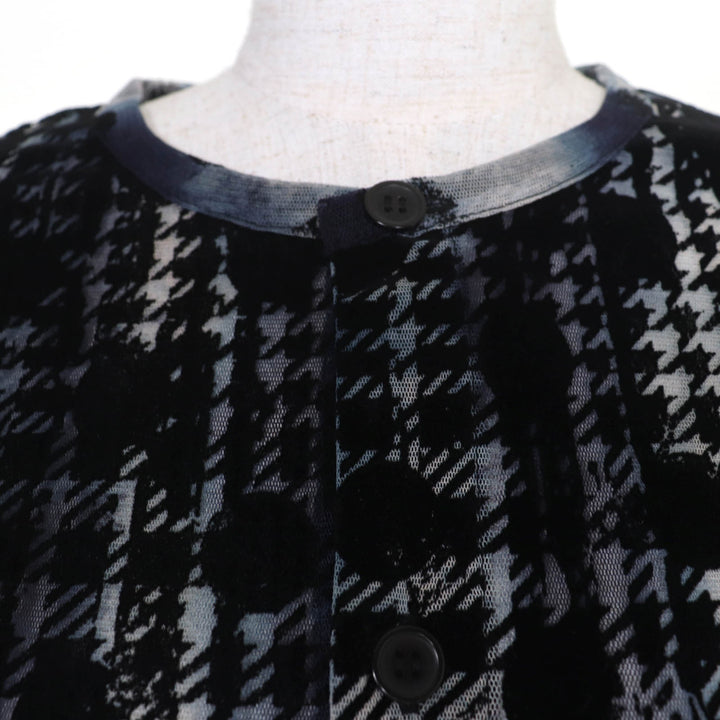 Excellent Y's cardigan Houndstooth and dot pattern tulle long sleeves blue 2