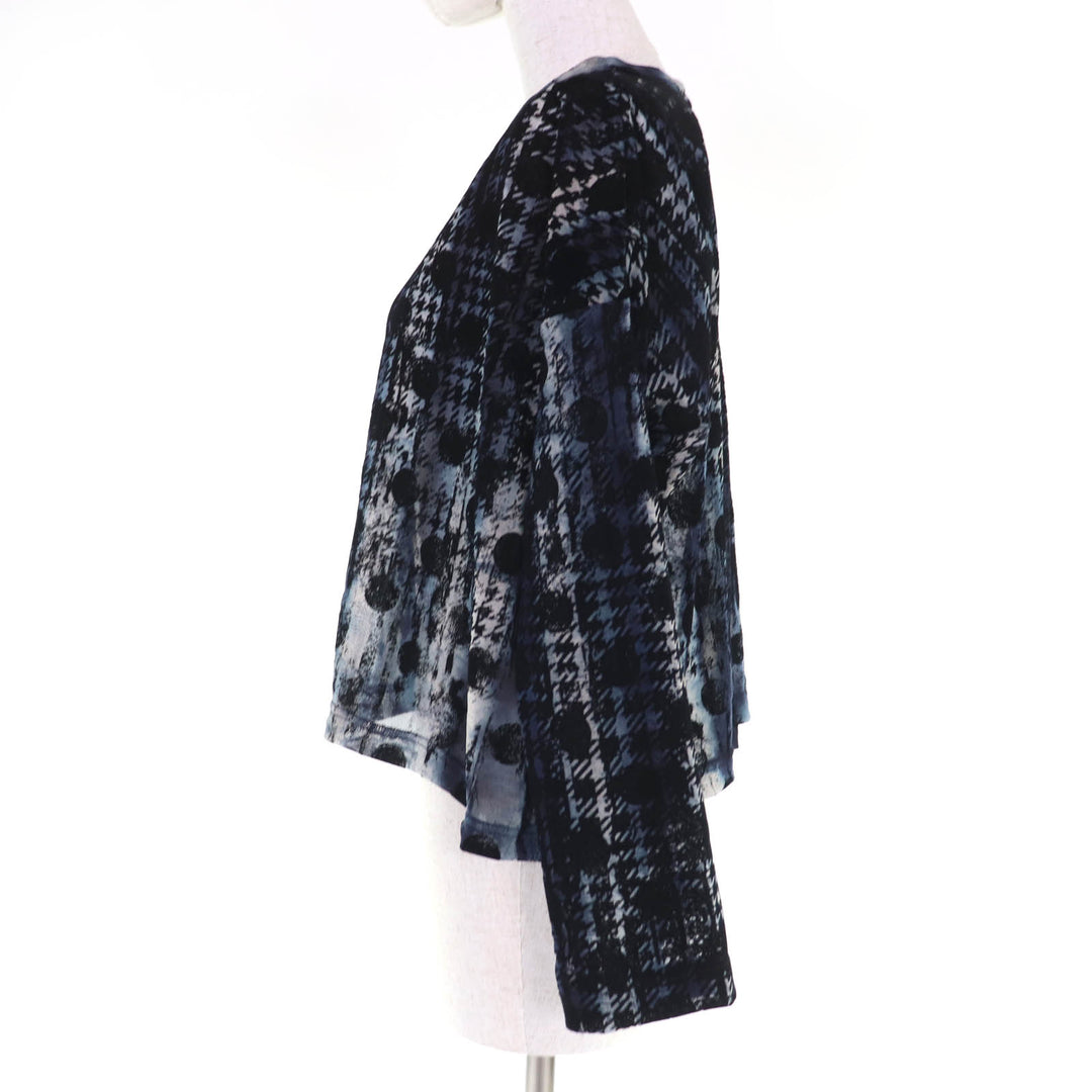 Excellent Y's T-shirt Houndstooth polka dot pattern flocked print long sleeve