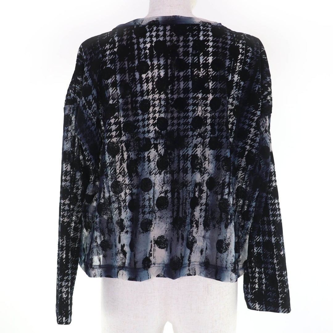 Excellent Y's T-shirt Houndstooth polka dot pattern flocked print long sleeve