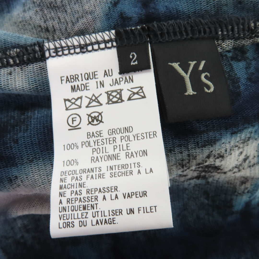 Excellent Y's T-shirt Houndstooth polka dot pattern flocked print long sleeve