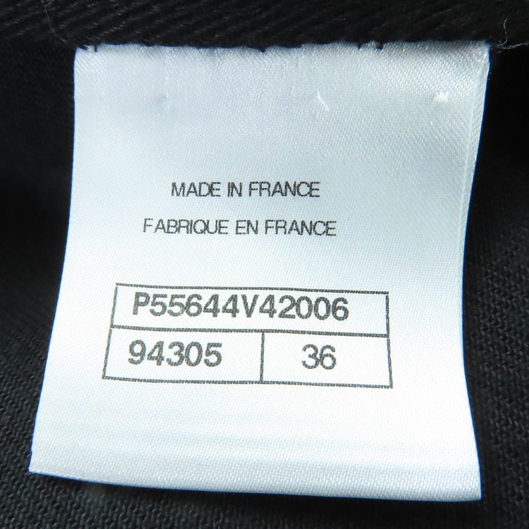 Excellent CHANEL collarless jacket logo button denim jacket black 36 P55644