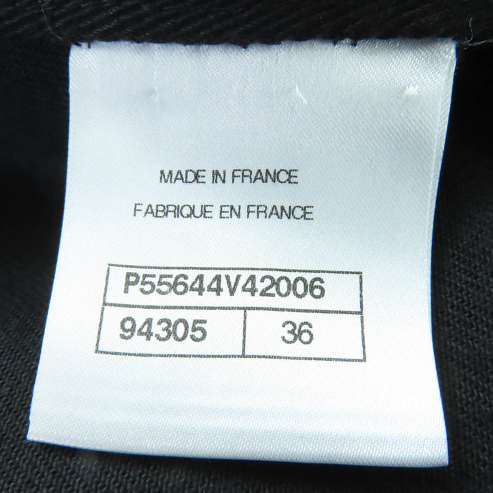 Excellent CHANEL collarless jacket logo button denim jacket black 36 P55644