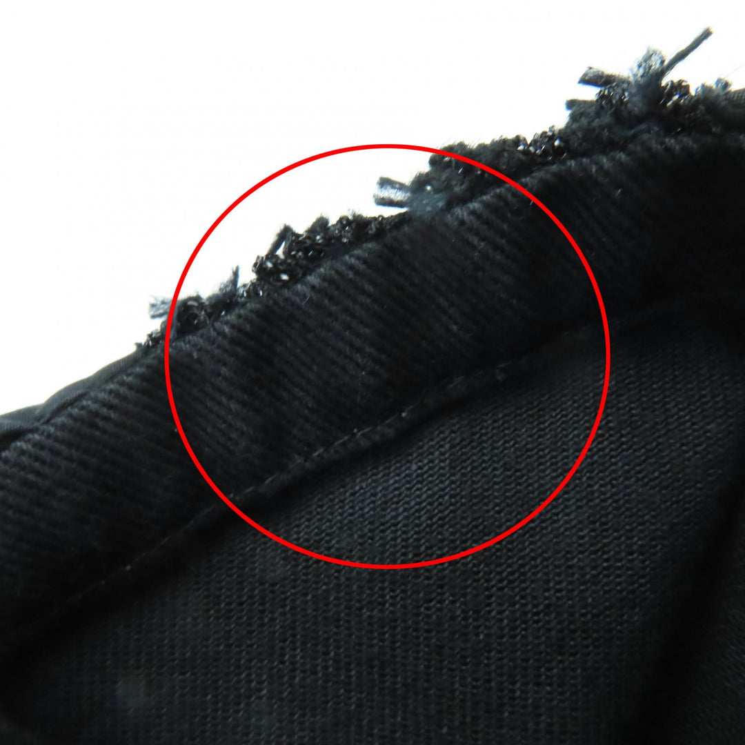 Excellent CHANEL collarless jacket logo button denim jacket black 36 P55644