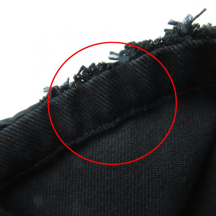 Excellent CHANEL collarless jacket logo button denim jacket black 36 P55644