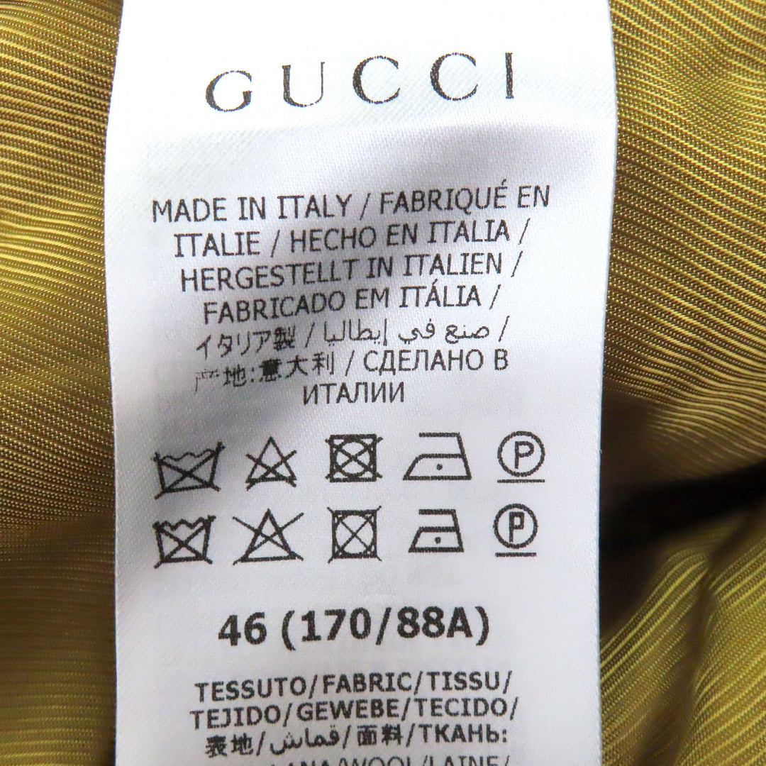 Excellent GUCCI Jacket Houndstooth Brown wool mens 46 609478
