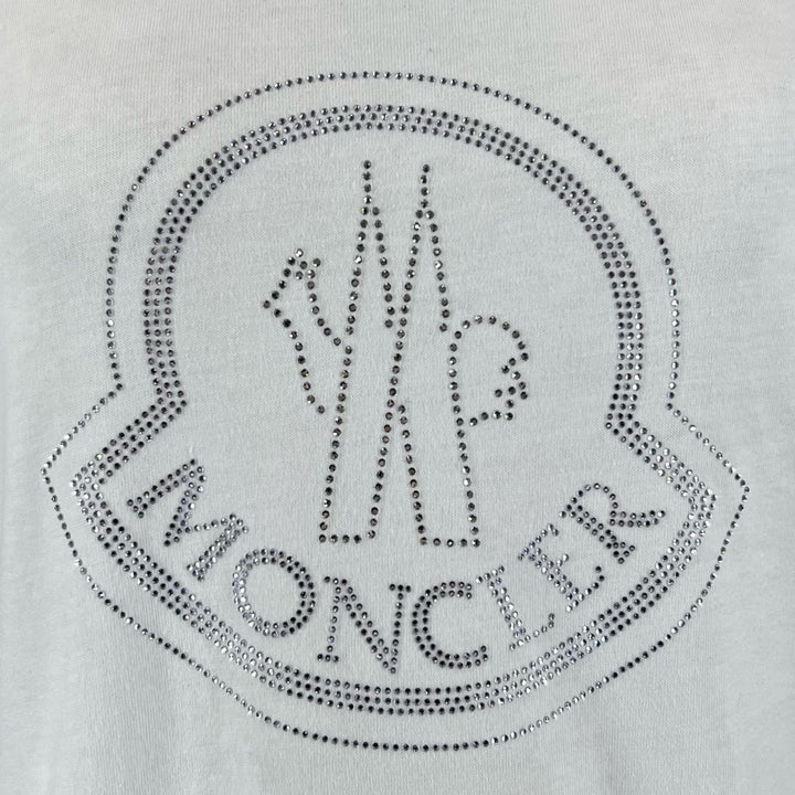 Excellent MONCLER Short sleeve T-shirt Brand logo Rhinestone logo white cotton M