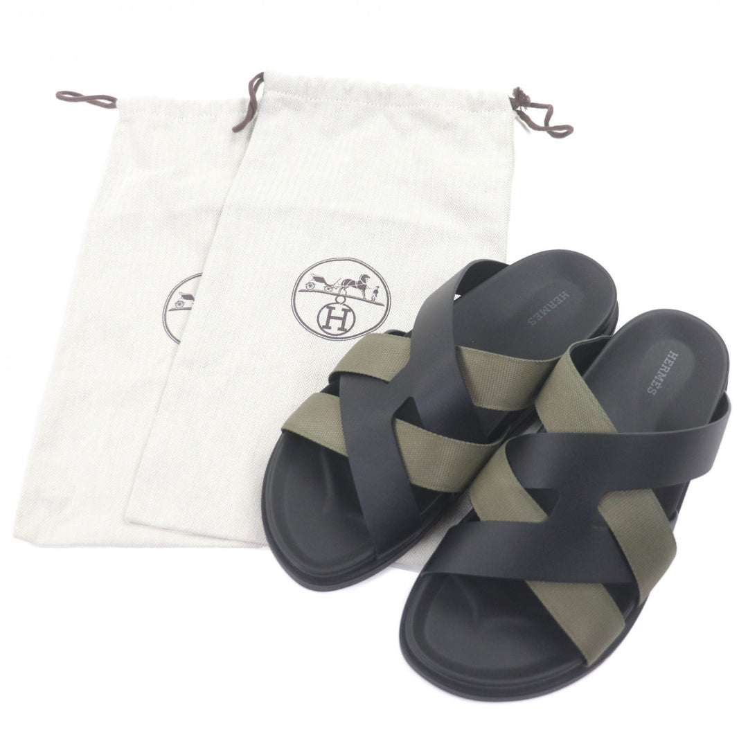 Pristine HERMES Sandals Casimir Cross Strap Slides mens 42
