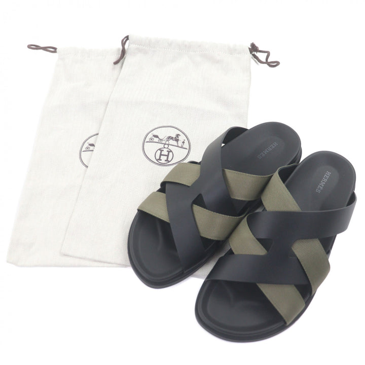 Pristine HERMES Sandals Casimir Cross Strap Slides mens 42