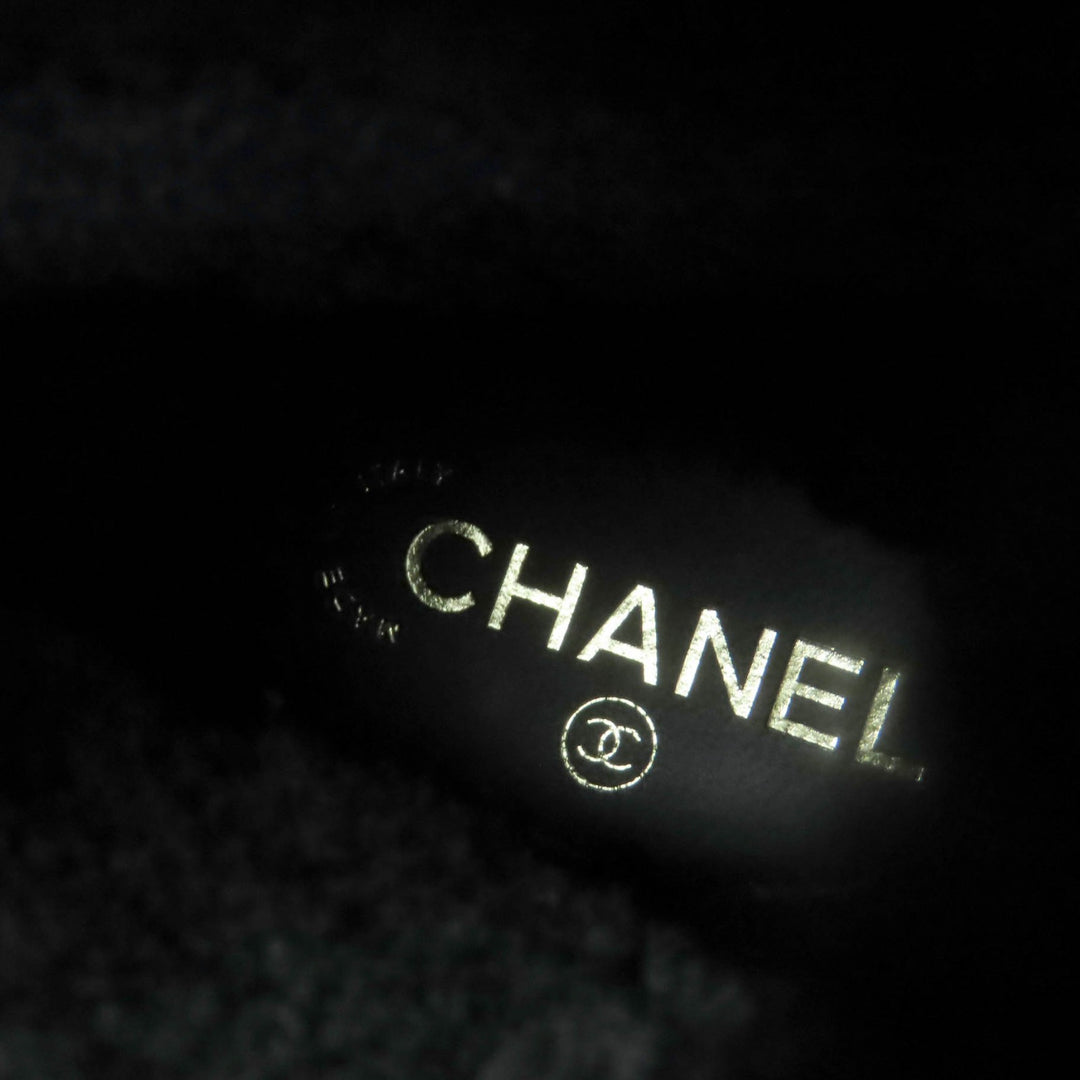 Excellent CHANEL short boots COCO Mark Boa Leather black leather Women 36 G34113