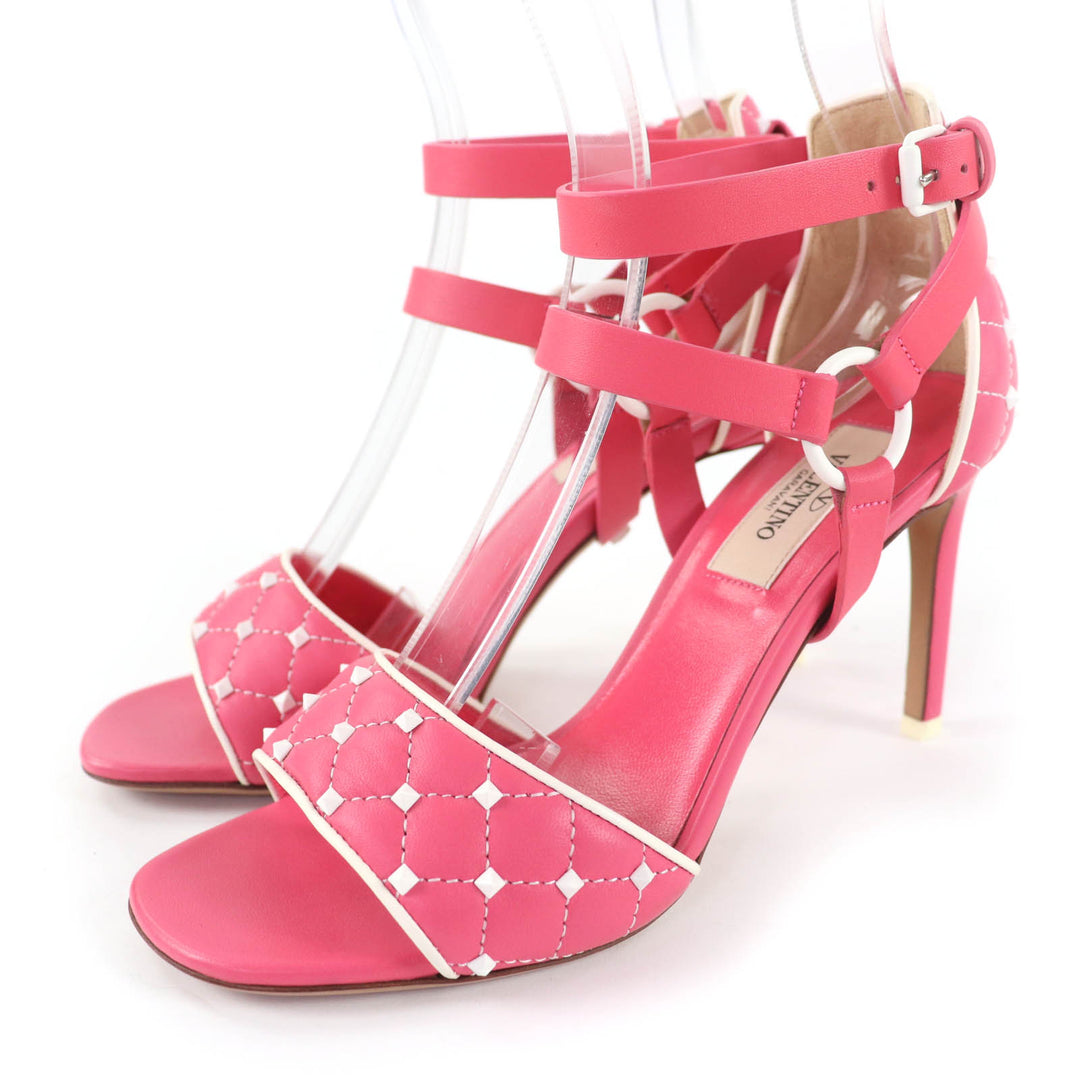 Excellent Valentino Garavani Sandals Rockstud ankle strap leather pink 35