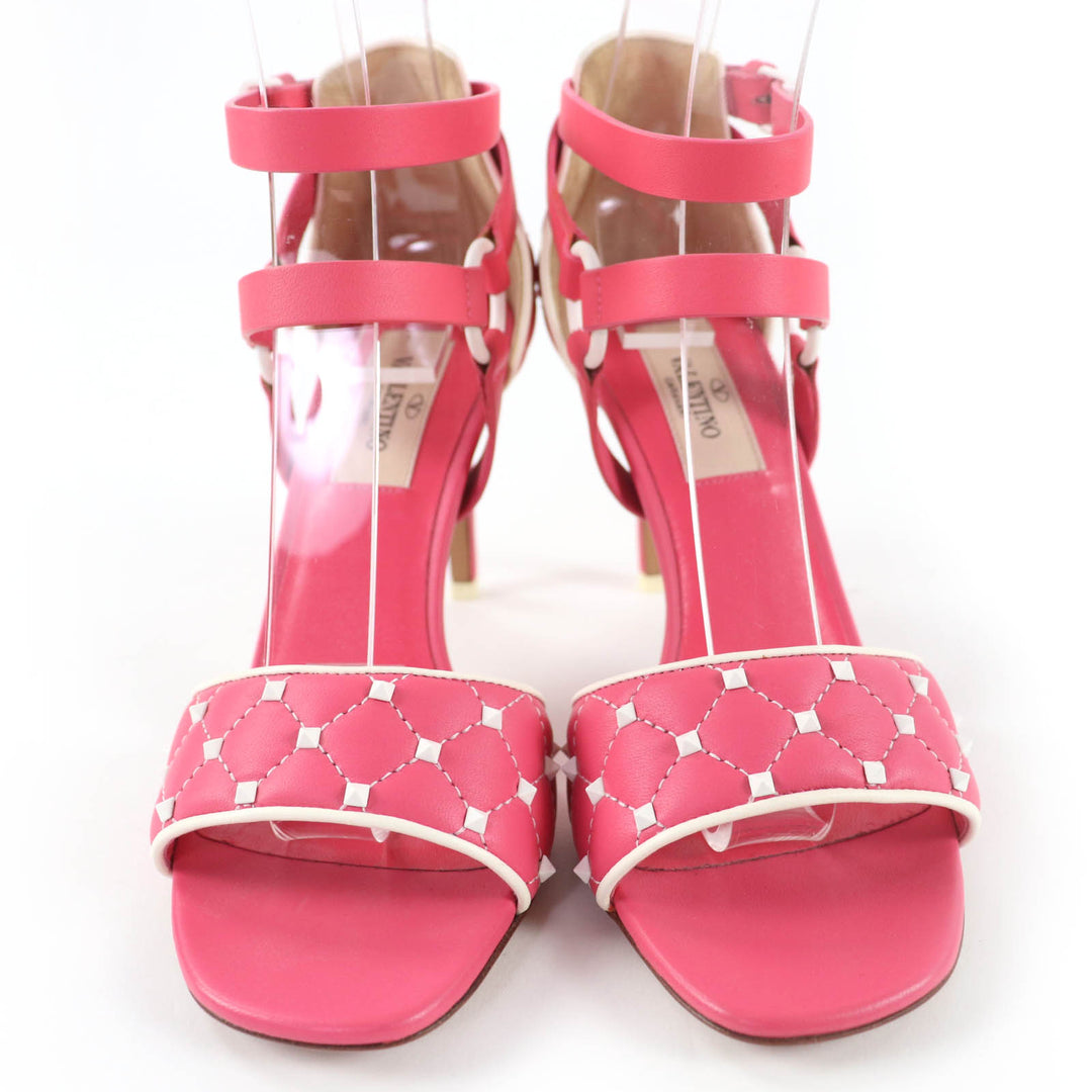 Excellent Valentino Garavani Sandals Rockstud ankle strap leather pink 35