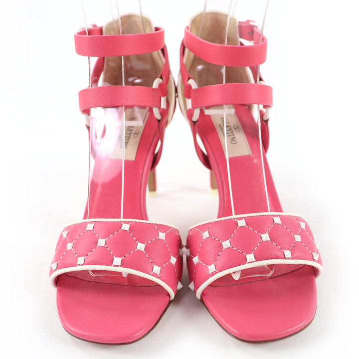 Excellent Valentino Garavani Sandals Rockstud ankle strap leather pink 35