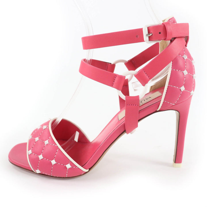 Excellent Valentino Garavani Sandals Rockstud ankle strap leather pink 35