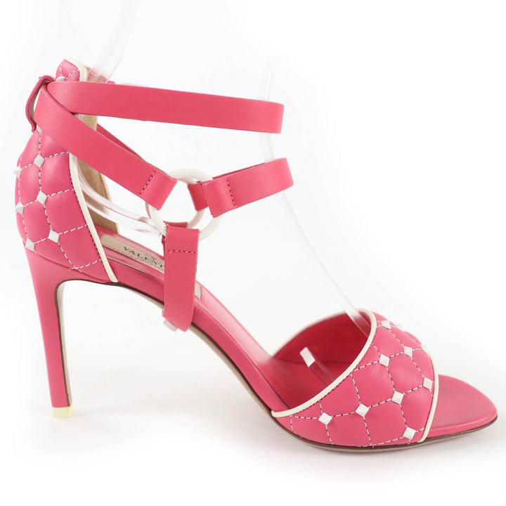 Excellent Valentino Garavani Sandals Rockstud ankle strap leather pink 35