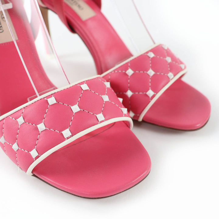 Excellent Valentino Garavani Sandals Rockstud ankle strap leather pink 35