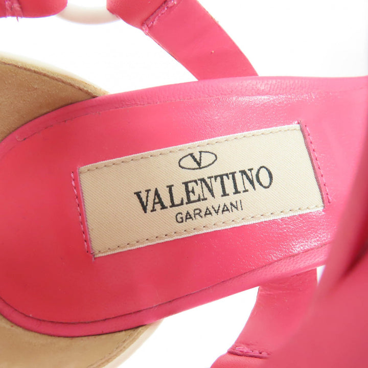 Excellent Valentino Garavani Sandals Rockstud ankle strap leather pink 35
