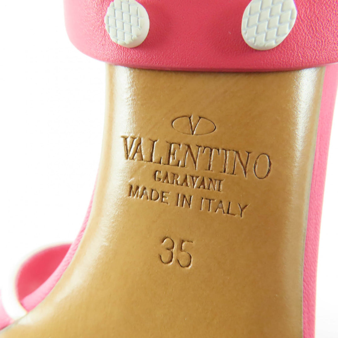 Excellent Valentino Garavani Sandals Rockstud ankle strap leather pink 35