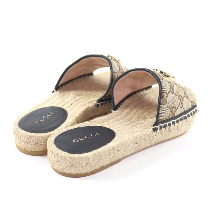 Excellent GUCCI Sandals GG Marmont espadrilles beige GG canvas Women 35 620120