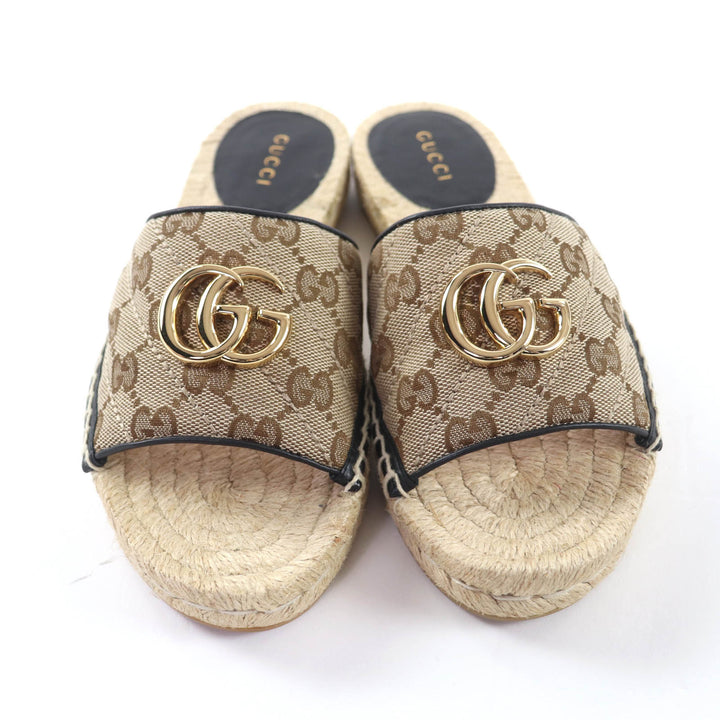 Excellent GUCCI Sandals GG Marmont espadrilles beige GG canvas Women 35 620120
