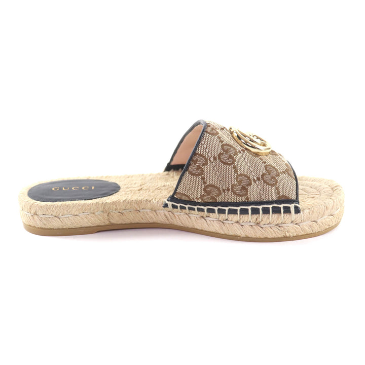 Excellent GUCCI Sandals GG Marmont espadrilles beige GG canvas Women 35 620120