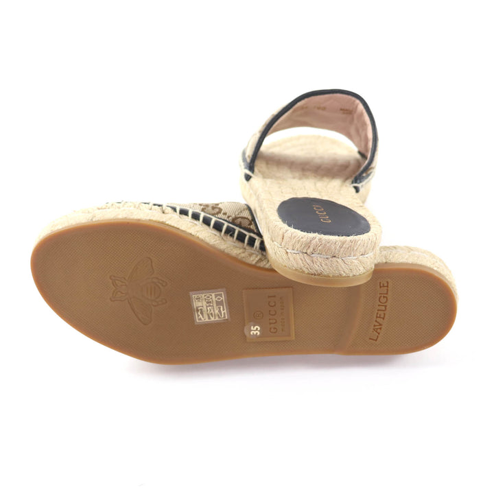 Excellent GUCCI Sandals GG Marmont espadrilles beige GG canvas Women 35 620120
