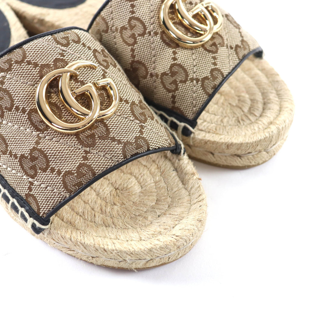 Excellent GUCCI Sandals GG Marmont espadrilles beige GG canvas Women 35 620120