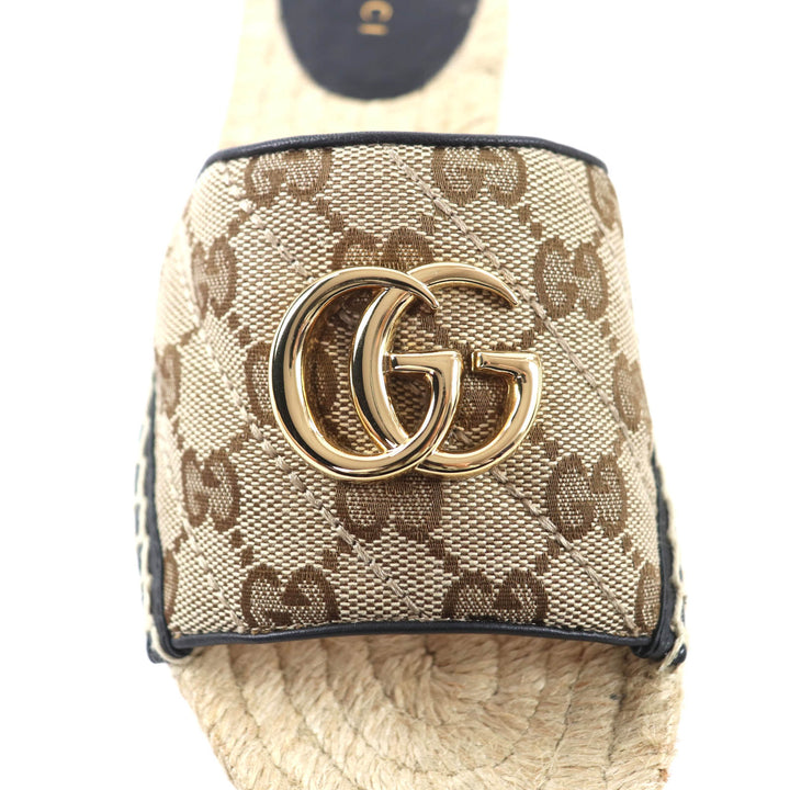 Excellent GUCCI Sandals GG Marmont espadrilles beige GG canvas Women 35 620120