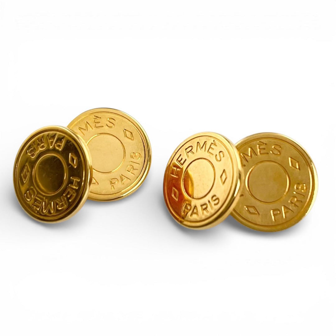 Great HERMES Cufflinks cufflinks Serie 2-piece set gold mens