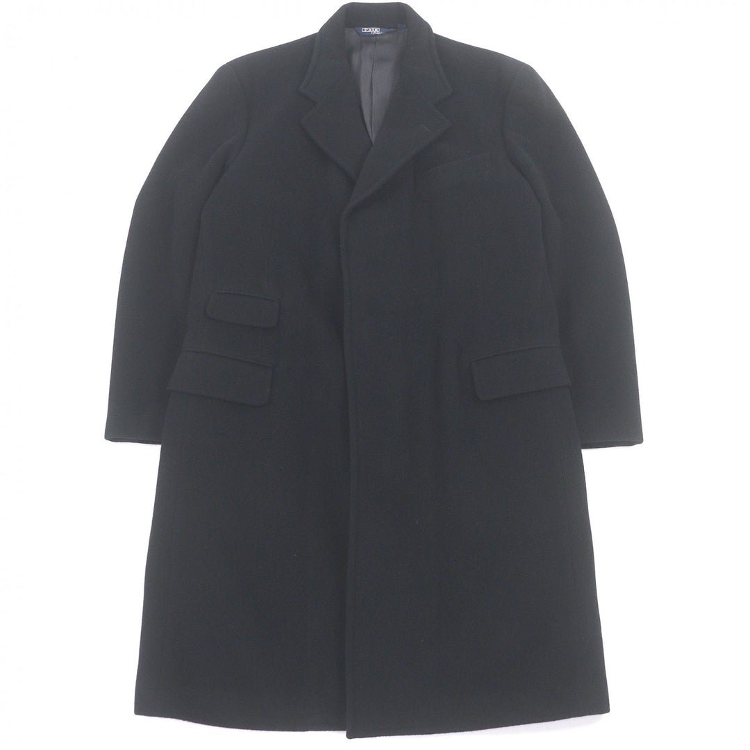 Very Good POLO RALPH LAUREN Chester coat fly front black hair mens L
