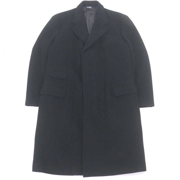 Very Good POLO RALPH LAUREN Chester coat fly front black hair mens L
