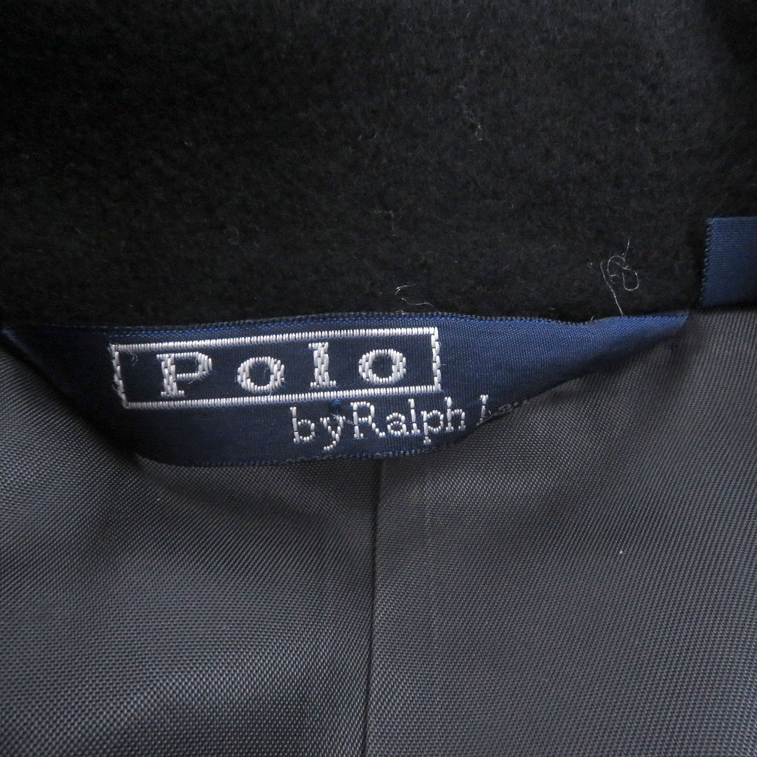 Very Good POLO RALPH LAUREN Chester coat fly front black hair mens L