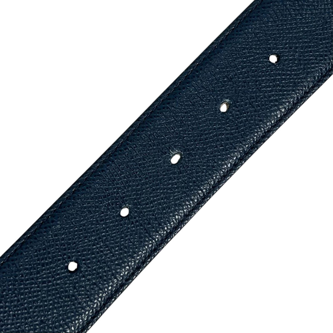 Great BVLGARI belt Bulgari Bulgari Man Navy leather mens 44 39546