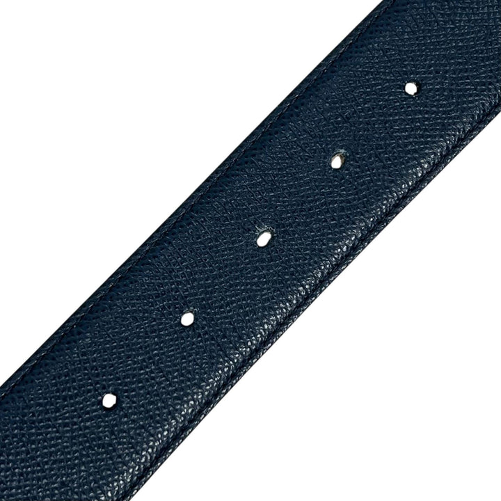 Great BVLGARI belt Bulgari Bulgari Man Navy leather mens 44 39546